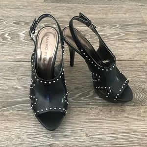 Marc Fisher Teron Black Studded Leather Heels